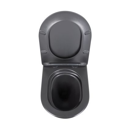 Унітаз підвісний Qtap Robin New Ultra Quiet безобідковий з сидінням Soft-close MATT BLACK QT13332381АSMB - 5