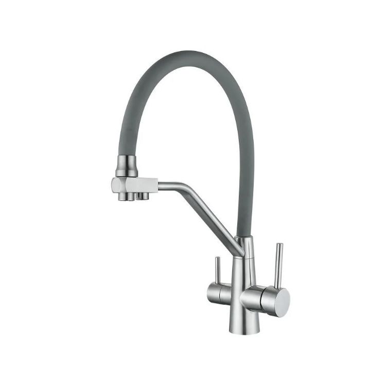 Смеситель д/кухонной мойки Aria 020F3 гибкое излияние LDARI020F3GNK39211 подкл. - 1