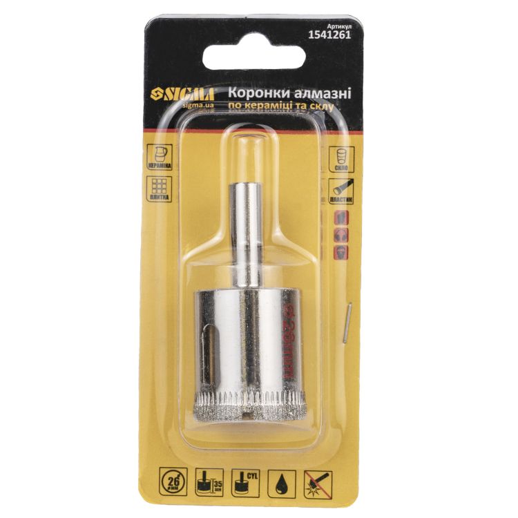 Коронки алмазные по керамике и стеклу Ø26мм Sigma (1541261) - 6