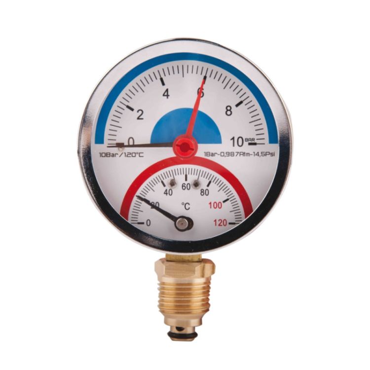 Термоманометр SD Plus нижнє підключення 1/2 Ø80мм 120ºC 10 бар SD17210B - 1