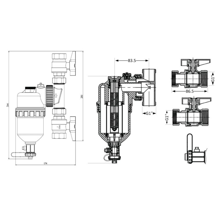 Фільтр-дешламатор Thermo Alliance Forte 1&amp;quot;, поворотний (магнітний шламоуловлювач) TAF400G25 - 2