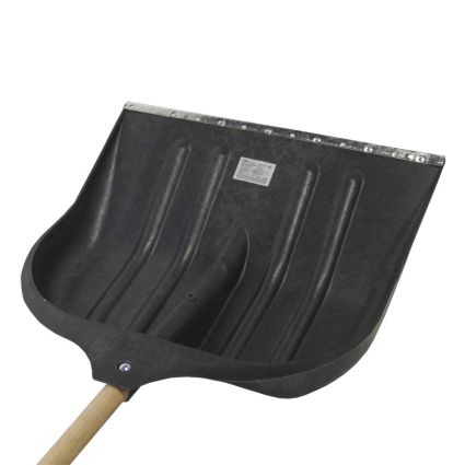 Лопата для снега/зерна пластиковая с оцинкованной планкой Standard 490×495мм с деревянной рукояткой (черная) GRAD (5046585) - 2