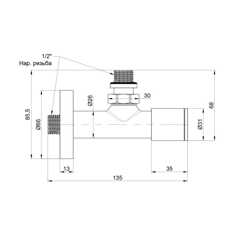 Комплект кранов SD Forte 1/2&amp;quot; НР для полотенцесушителя угловой SF395W15 - 2