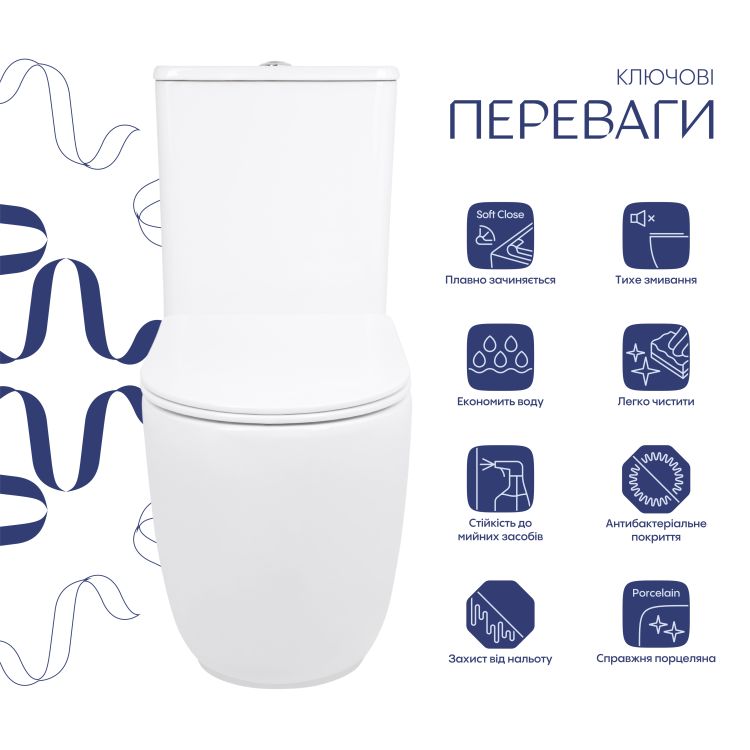 Унітаз підлоговий Qtap Aquarius Ultra Quiet 620×355×790 мм з сидінням Soft-close, White QTAQAW27W49262 - 3