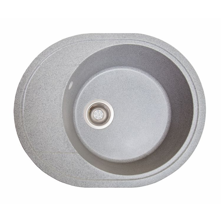 Мийка SOLID Comfy 580*470 сіра зі штучного каменю, з сіфоном - 1