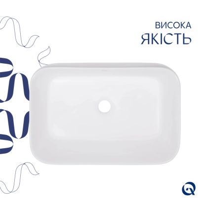 Комплект Qtap Scorpio: Раковина накладна 550x390x120 мм, White, прямокутна + Донний клапан Pop-up PU02 - 4