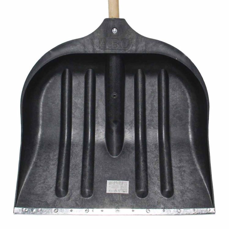 Лопата для снега/зерна пластиковая с оцинкованной планкой Standard 490×495мм с деревянной рукояткой (черная) GRAD (5046585) - 4