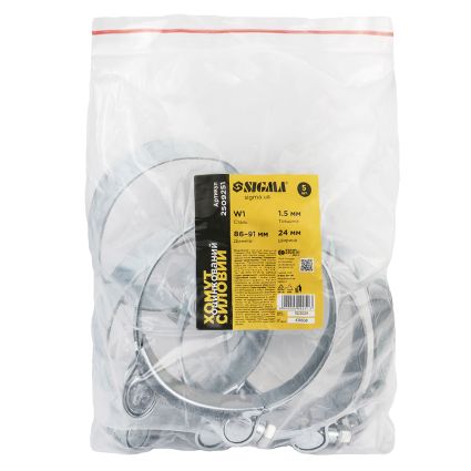 Хомут силовой оцинкованный 24мм Ø86-91мм SIGMA (2509251) - 5