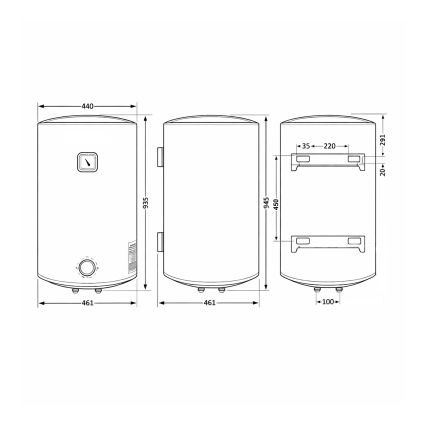 Водонагрівач електричний 100 л, Grey, універсальний, мокрий ТЕН 1,5 кВт D100VH15Q3G Thermo Alliance - 2