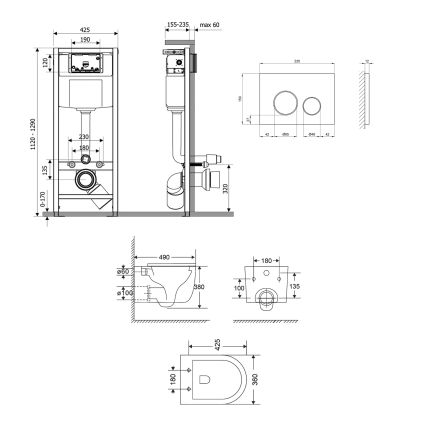 Комплект: Qtap Taurus Ultra Quiet подвесной унитаз QT2433084EUQW + Nest комплект установки 4в1 (Клавиша круглая Satin) QT0133M425 + QT0111M11111SAT - 2