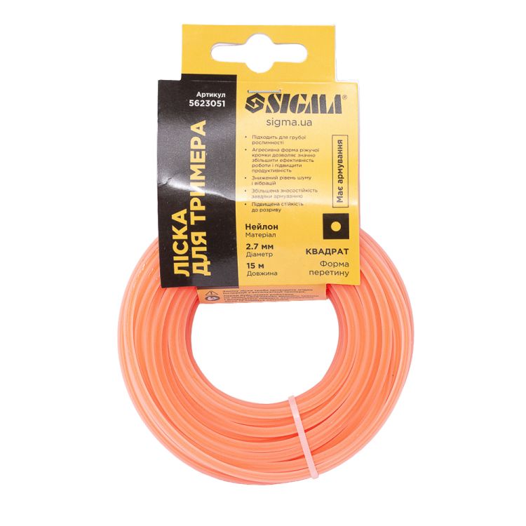 Лісочка для тріммера армований квадрат Ø2.7мм 15м SIGMA (5623051) - 4