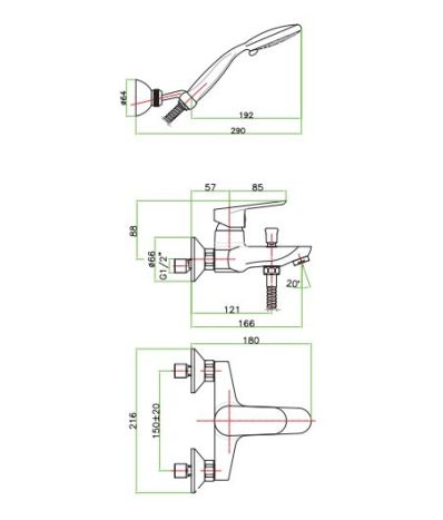 Смеситель для ванны Santan Kevon 81CR8150 - 2