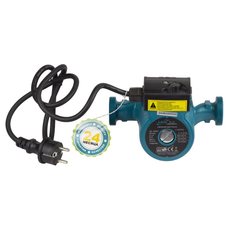 Насос циркуляционный Aquatica 774412 74Вт Hmax 4м Qmax 55л/мин Ø1½" 180мм + гайки Ø1" Leo 3,0 - 8 Насос циркуляционный Aquatica 774412 74Вт Hmax 4м Qmax 55л/мин Ø1½" 180мм + гайки Ø1" Leo 3,0 - 8