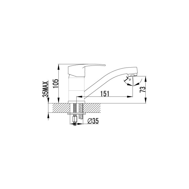 JESENIK смеситель для кухни, хром, 35 мм IMPRESE 20140-15 - 2