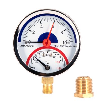 Термоманометр SD Plus нижнє підключення 1/2 Ø80мм 120ºC 10 бар SD17210B - 3
