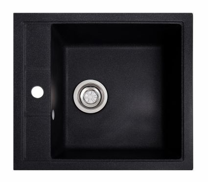 Мойка SOLID Brizz 460*515 черный из искусственного камня, с сіфоном - 1