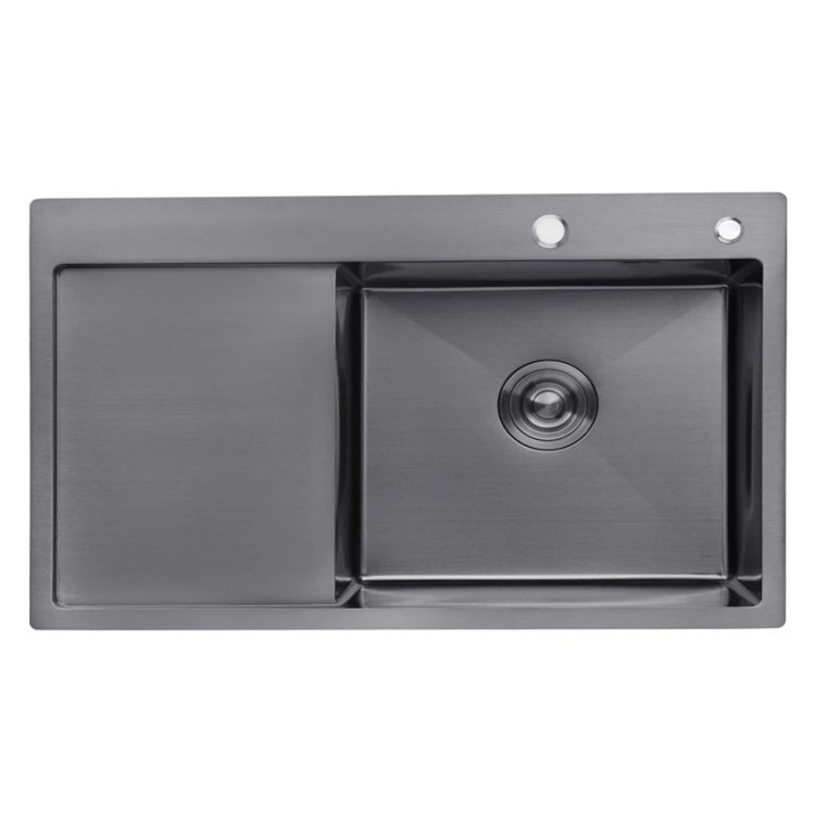 Мийка для кухні інтегрована Lidz Handmade H7849BR (LIDZH7849BRPVD3008) Brushed Black PVD 3,0/0,8 мм - 1