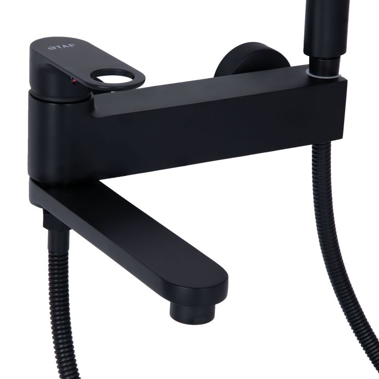 Смеситель для ванны Qtap Jay с поворотным изливом (с душевым гарнитуром) QTJAY260BLM45548 Black Matt - 4