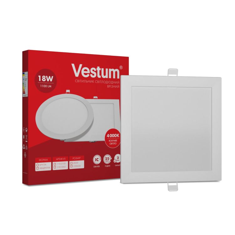 Светильник LED врезной квадратный Vestum 18W 4000K 220V - 1