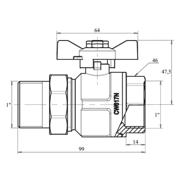 Кран кульовий &amp;quot;Американка&amp;quot; Icma 1&amp;quot; прямої №347 - 2