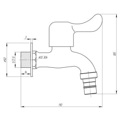 Кран поливальний 1/2&amp;quot; (NKS) 01 03 002 12 (MONO 002 12) Lidz - 2