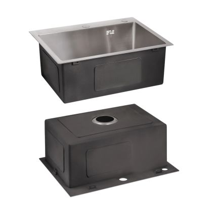 Акційний набір Lidz: мийка H5045 інтегрована Brushed Steel 3,0/1,0 мм + Змішувач Aria для кухні з гнучким виливом (k35) Grey - 4