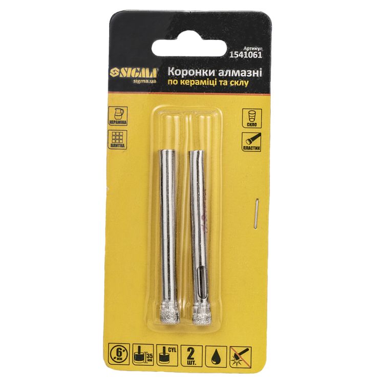 Коронки алмазные по керамике и стеклу Ø6мм Sigma (1541061) - 6