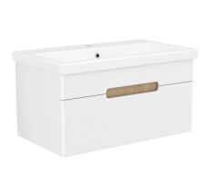 SOLO комплект мебели 80см blanco: тумба подвесная, 1 ящик + умывальник накладной арт 13-16-018