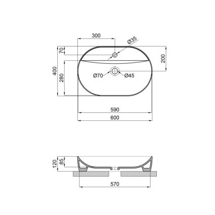 Раковина-чаша Qtap Scorpio 610x400x120 Matt black QT142203MBMBN - 2