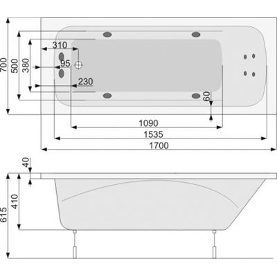 KLIO ванна 170x70 + ножки - 2