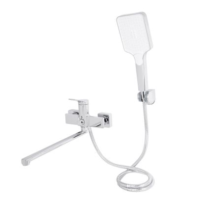 Змішувач для ванни Qtap Arvin з довгим поворотним виливом та душовим гарнітуром QTARV260CRM48641 Chrome - 3