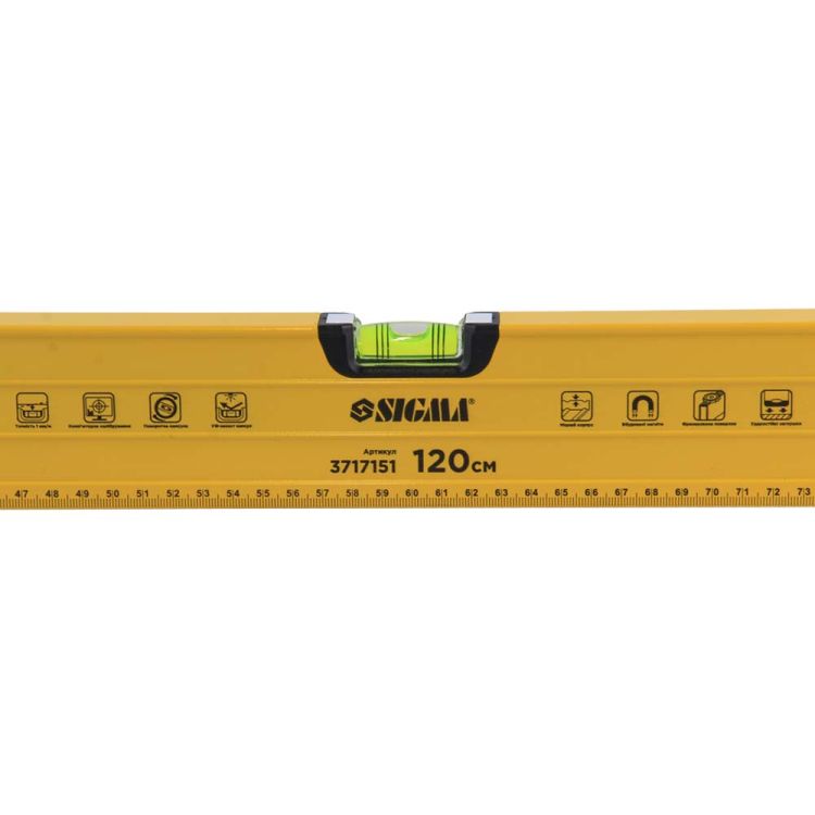 Уровень магнитный 3 капсулы + поворотная капсула 2 рукоятки 120см SIGMA (3717151) - 5