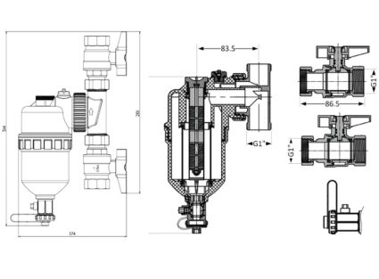 Фільтр-дешламатор 1&amp;quot; з магнітом, поворотний Forte TAF400G25 Thermo Alliance - 2