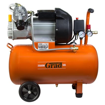 Компрессор V 2.5кВт 435л/мин 8бар 50л (2 крана) Grad (7043945) - 1