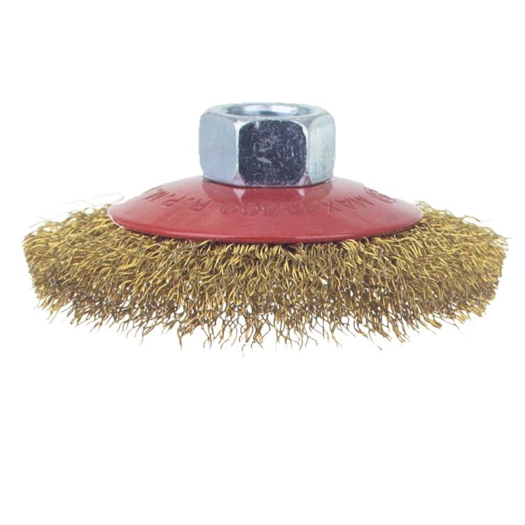 Щетка проволочная конусообразная Ø75мм М14×2мм (латунированная) Sigma (9016071) - 2