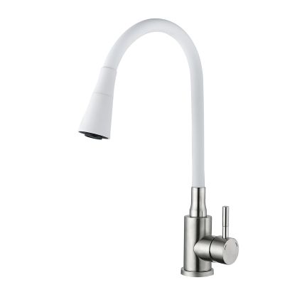 Змішувач для кухні Lidz Aria 015F31 з гнучким виливом (k35) LDARI015F31WNK36981 White/Nickel - 1