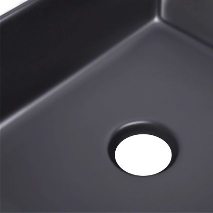 Комплект Qtap Tern: Раковина накладна прамокутна 475х370х140 мм Matt Black + Донний клапан PU03 - 5