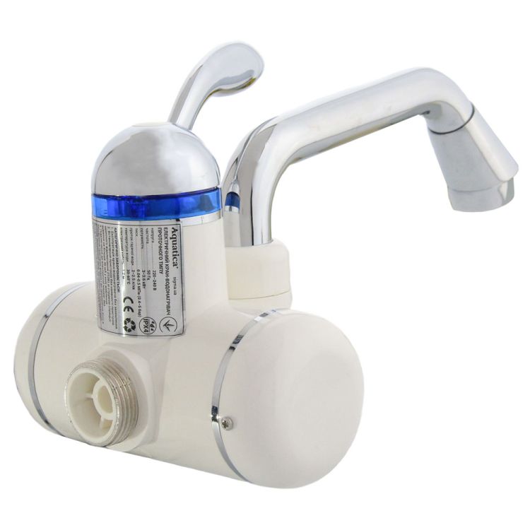 Кран-водонагрівач проточний LZ 3.0 кВт 0,4-5бар для раковини гусак вигнутий довгий настінний AQUATICA (LZ-6A211W) - 7