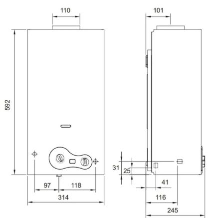 Колонка газовая 10 л/мин Innovita NTR 11 iD (800218) от батареек Atlantic - 5