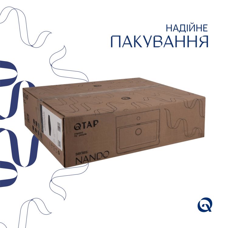 Комплект Qtap Nando LT: Раковина підвісна прамокутна 500х420х120 мм Matt Black + Донний клапан PU03O - 7