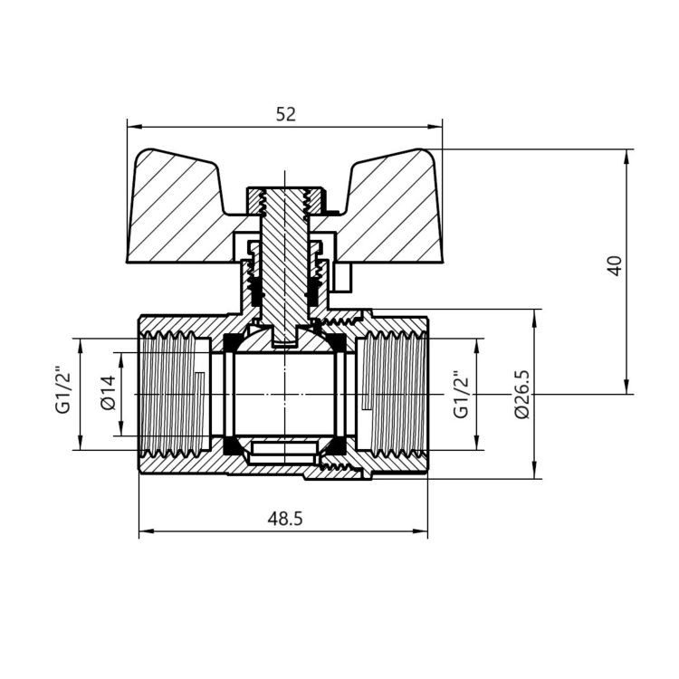 Кран куля. Sandi 1/2 БГГ газ - 2