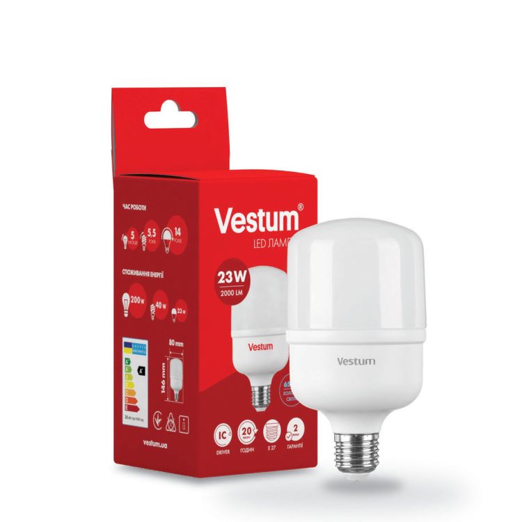 Лампа LED Vestum T80 23W 6500K 220V E27 - 1