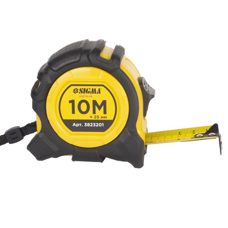 Рулетка магнитная обрезиненная Advanced нейлоновое покрытие 10м×25мм SIGMA (3823201) - 3