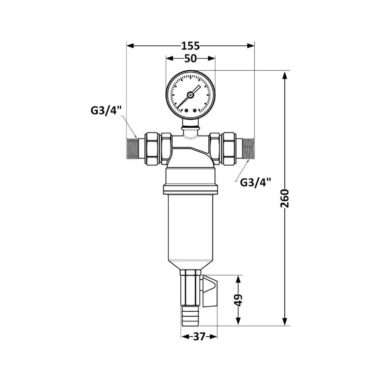 Фільтр самопромивний 3/4&amp;quot; Standart з манометром, з пластиковою колбою TAS128W20 Thermo Alliance - 3