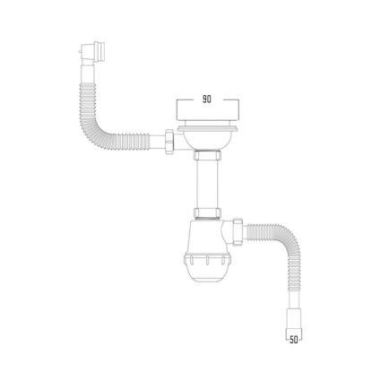 Сіфон Кроно пласт для кухонної мийки 3 1/2&amp;quot; 50 мм - 2