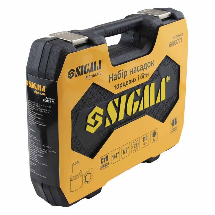 Набор насадок торцевых и бит 1/4&amp;quot;, 1/2&amp;quot; 108шт CrV mid Sigma (6003771) - 3