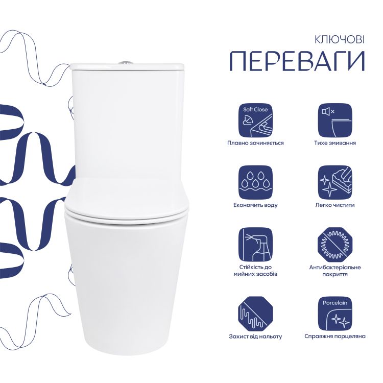 Унітаз підлоговий Qtap Arvin Ultra Quiet 630×350×795 мм з сидінням Soft-close, White QTARV27W49259 - 3