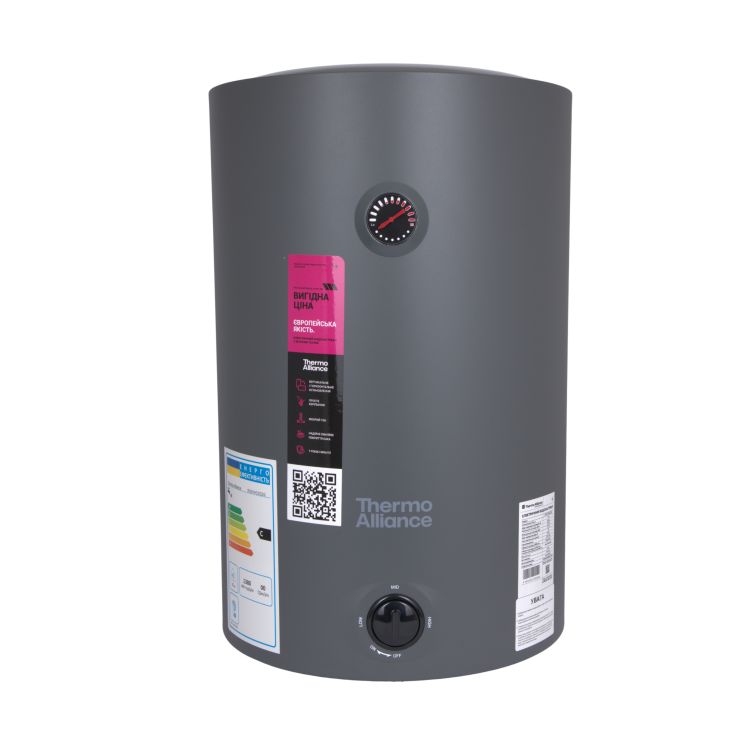 Водонагрівач електричний 80 л Grey універсальний, мокрий ТЕН 1,5 кВт D80VH15Q3G Thermo Alliance - 1