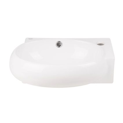 Комплект Qtap Leo: Раковина підвісна овальна права 430x290x140 мм White + Донний клапан PU02O - 3