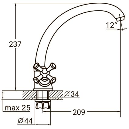 Смеситель PL 1/2&amp;quot; для кухни гусак ухо на гайке AQUATICA (PL-4B155C) - 2